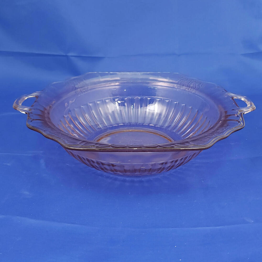 Mayfair Open Rose Pink Depression 10"‎ Vegetable Bowl Hocking Glass Handles